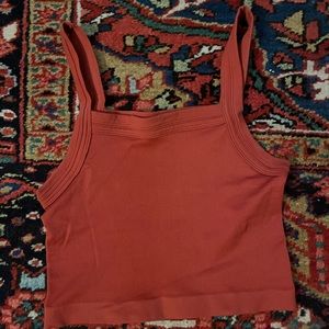 Out From Under Urban Outfitter Seamless Ribbed Top brick red